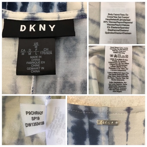 DKNY White and Blue Patterned Colour Blocked Top M - Picture 14 of 14